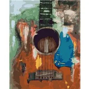 Kytara, 80×100 cm, vypnuté plátno na rám