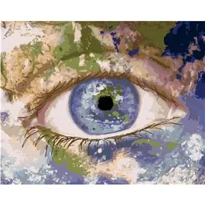 Oko jako planeta země, 80×100 cm, vypnuté plátno na rám
