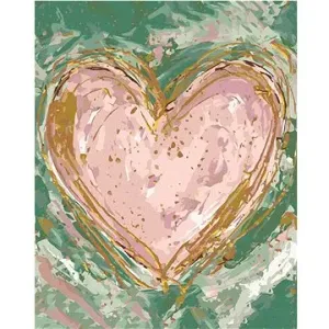 Růžové srdce na zeleném pozadí (Haley Bush), 40×50 cm, vypnuté plátno na rám