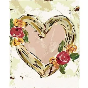Růžové srdce s květinami (Haley Bush), 40×50 cm, bez rámu a bez vypnutí plátna