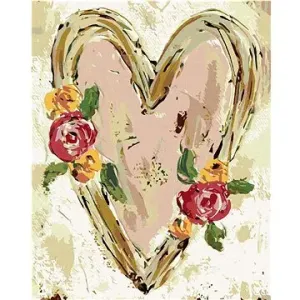 Růžové srdce s květinami II (Haley Bush), 40×50 cm, vypnuté plátno na rám