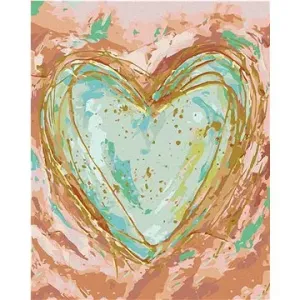 Zelené srdce na růžovém pozadí (Haley Bush), 40×50 cm, vypnuté plátno na rám