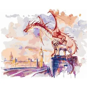 Drak sedící na Westminsterském mostě v Londýně, 80×100 cm, vypnuté plátno na rám