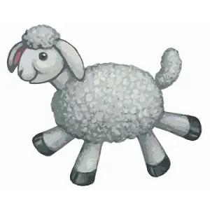 Plyšová ovečka (Sue Ellen Brown), 40×50 cm, bez rámu a bez vypnutí plátna