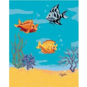 Tři smějící se rybičky (Sue Ellen Brown), 80×100 cm, bez rámu a bez vypnutí plátna
