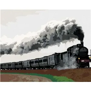Černý parní vlak, 40×50 cm, vypnuté plátno na rám