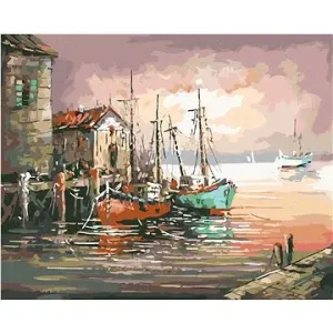 Malování podle čísel - Lodě ve starém přístavišti