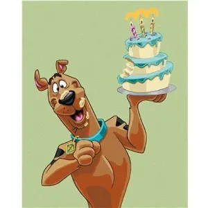Scooby s narozeninovým dortem (Scooby Doo), 40×50 cm, bez rámu a bez vypnutí plátna