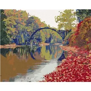 Barevná podzimní scéna mostu, 80×100 cm, bez rámu a bez vypnutí plátna