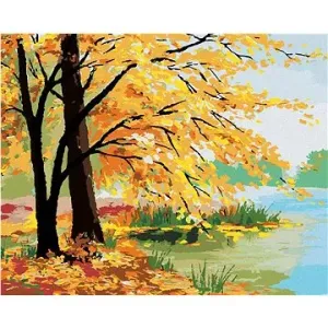 Malování podle čísel - Podzimní les u jezera