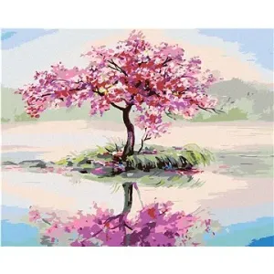 Malování podle čísel - Rozkvetlá sakura u jezera