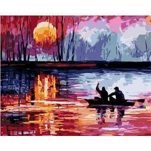 Malování podle čísel - Západ slunce na jezeře II
