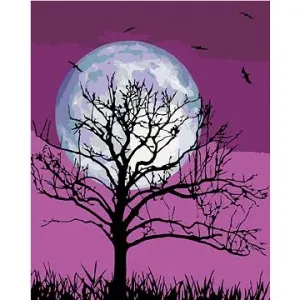 Měsíc na fialovém nebi, 80×100 cm, bez rámu a bez vypnutí plátna