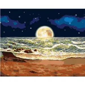 Měsíc schovaný za mořem, 80×100 cm, bez rámu a bez vypnutí plátna