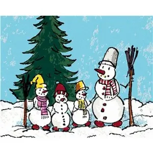 Rodinka sněhuláku v lese