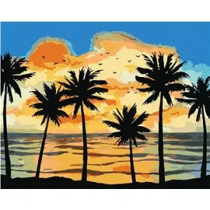 Slunce svítící na palmy, 40×50 cm, vypnuté plátno na rám
