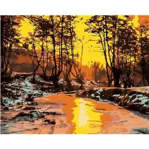 Studený západ slunce, 80×100 cm, vypnuté plátno na rám