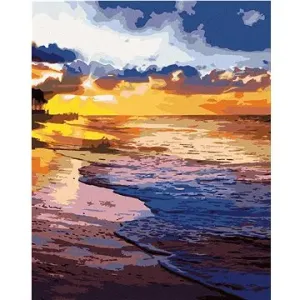 Západ slunce na břehu pláže, 80×100 cm, bez rámu a bez vypnutí plátna