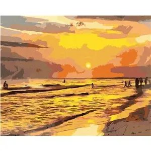 Západ slunce na pláži, 80×100 cm, vypnuté plátno na rám