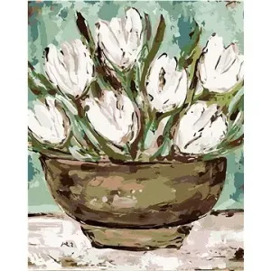 Miska s tulipány (Haley Bush), 40×50 cm, vypnuté plátno na rám