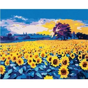 Obrovské slunečnicové pole, 40×50 cm, vypnuté plátno na rám