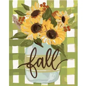 Podzimní slunečnice Gingham (Haley Bush), 40×50 cm, bez rámu a bez vypnutí plátna