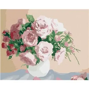 Růže na růžovém pozadí, 40×50 cm, vypnuté plátno na rám