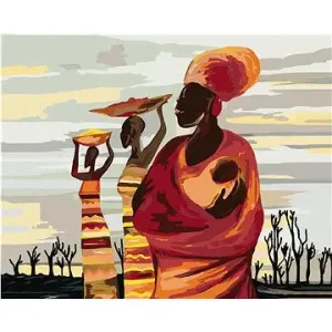 Africké ženy s dítětem, 80×100 cm, bez rámu a bez vypnutí plátna