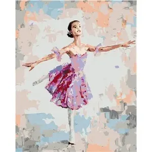 Baletka v růžových šatech, 40×50 cm, vypnuté plátno na rám