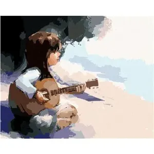 Dívka hrající na kytaru, 80×100 cm, vypnuté plátno na rám