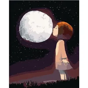 Dívka líbající měsíc, 40×50 cm, bez rámu a bez vypnutí plátna