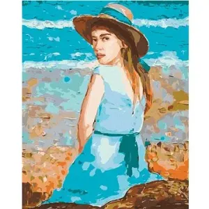 Dívka v modrých šatech s kloboukem