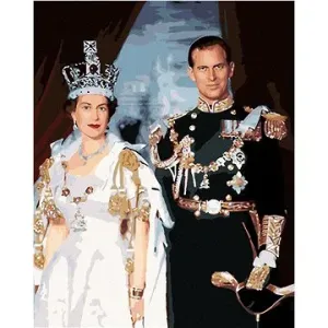 Královna Alžběta II. a princ Filip po korunovaci, 40×50 cm, vypnuté plátno na rám