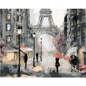 Malování podle čísel - Paříž a lidé s růžovými deštníky