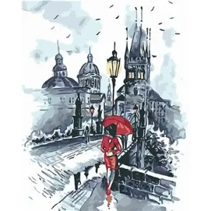 Malování podle čísel - Žena s deštníkem na Karlově mostě