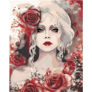 Malování podle čísel - Žena s rudými růžemi