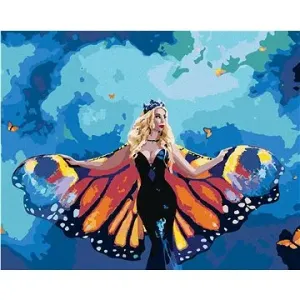 Žena a obrovské motýlí křídla, 80×100 cm, vypnuté plátno na rám