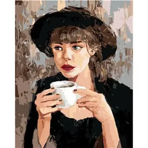 Žena s kávou, 80×100 cm, bez rámu a bez vypnutí plátna