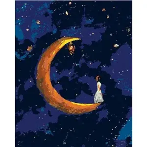Žena stojící na měsíci, 40×50 cm, bez rámu a bez vypnutí plátna