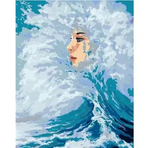 Ženská tvář vycházející z vln, 80×100 cm, bez rámu a bez vypnutí plátna