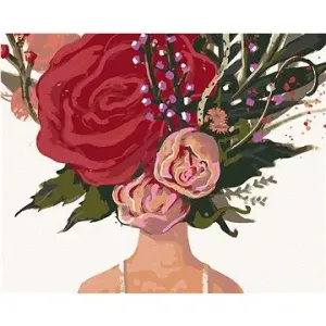 Malování podle čísel - Květinová žena a růže
