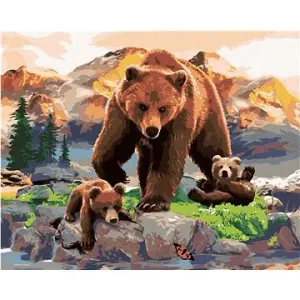 Malování podle čísel - Medvědice a mláďata u potůčku (Howard Robinson)