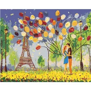 Malování podle čísel - Pár s balónky v Paříži