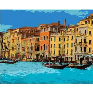 Benátky s turisty, 80×100 cm, vypnuté plátno na rám