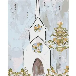 Bílý malovaný kostel (Haley Bush), 80×100 cm, vypnuté plátno na rám