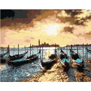 Bouřka nad gondoly v Benátkách, 80×100 cm, bez rámu a bez vypnutí plátna