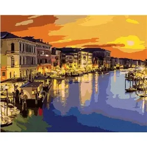 Canal Grande v letní noci v Benátkách, 80×100 cm, vypnuté plátno na rám