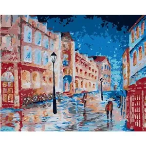 Deštivý den v londýnské uličce, 80×100 cm, vypnuté plátno na rám
