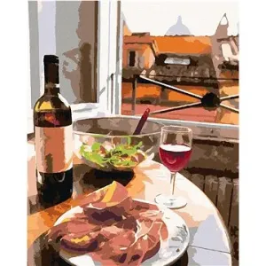 Italská večeře u okna, 40×50 cm, bez rámu a bez vypnutí plátna