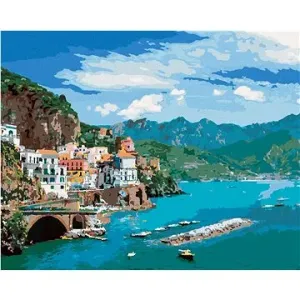 Krajina na pobřeží Amalfi v Itálii, 80×100 cm, vypnuté plátno na rám